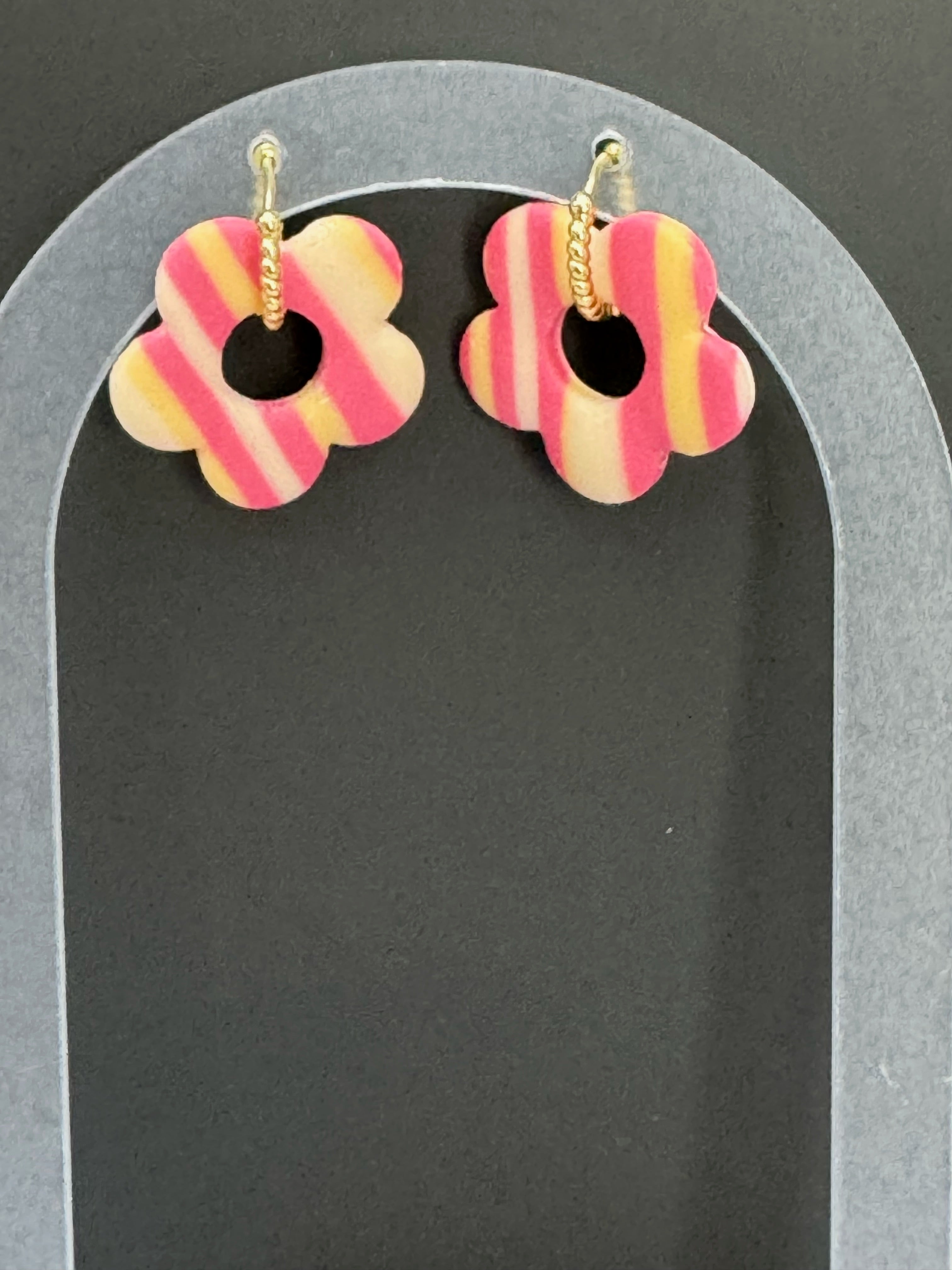 Candy Bloom Striped Flower Earrings