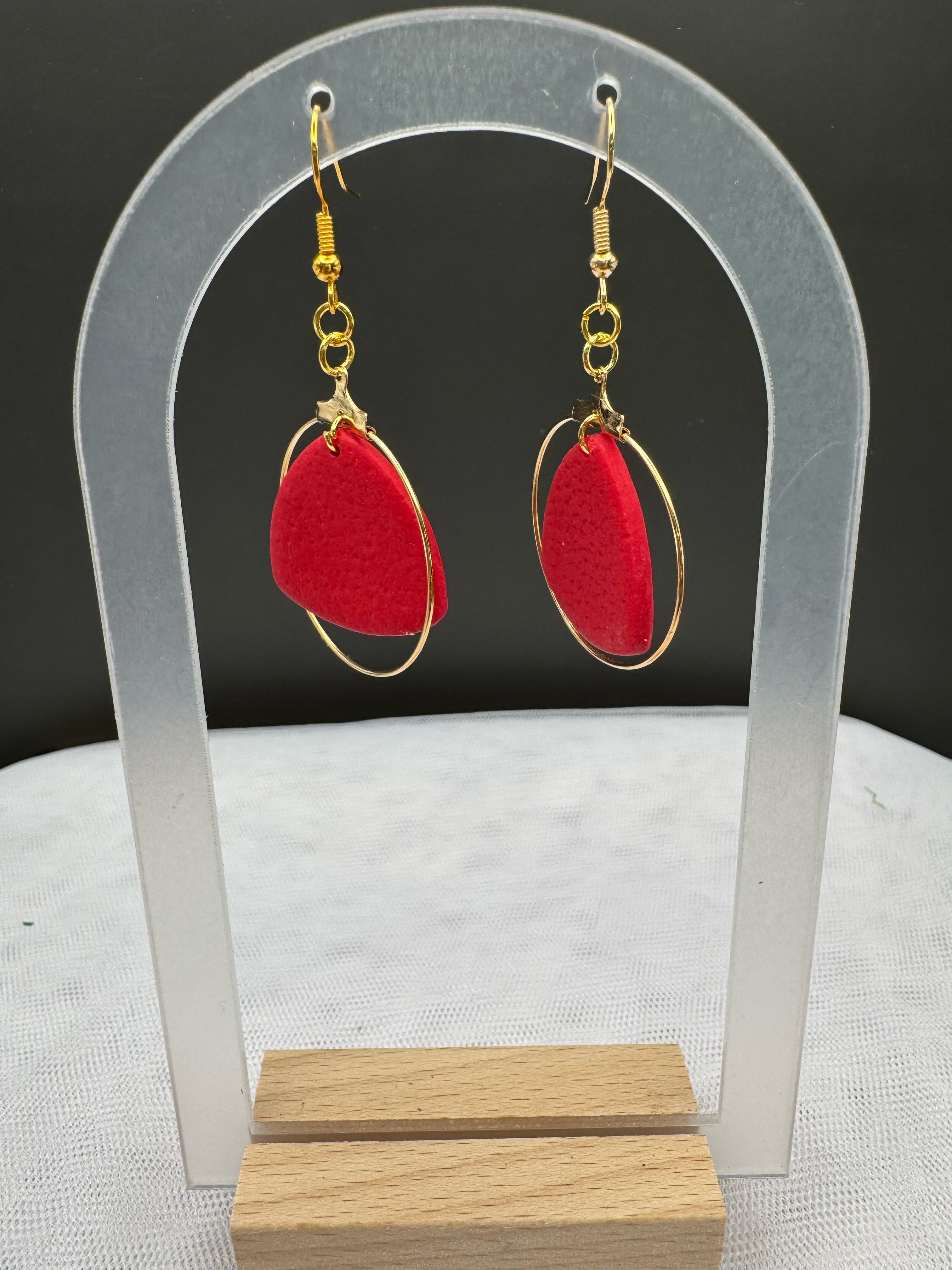 Scarlet Petal Frame Earrings