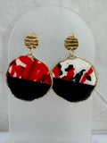 Midnight Abstract Split‑Circle Statement Earrings