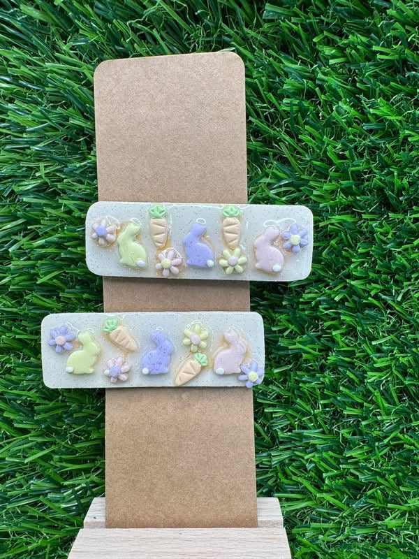 Spring Bunny Garden Hair Clips