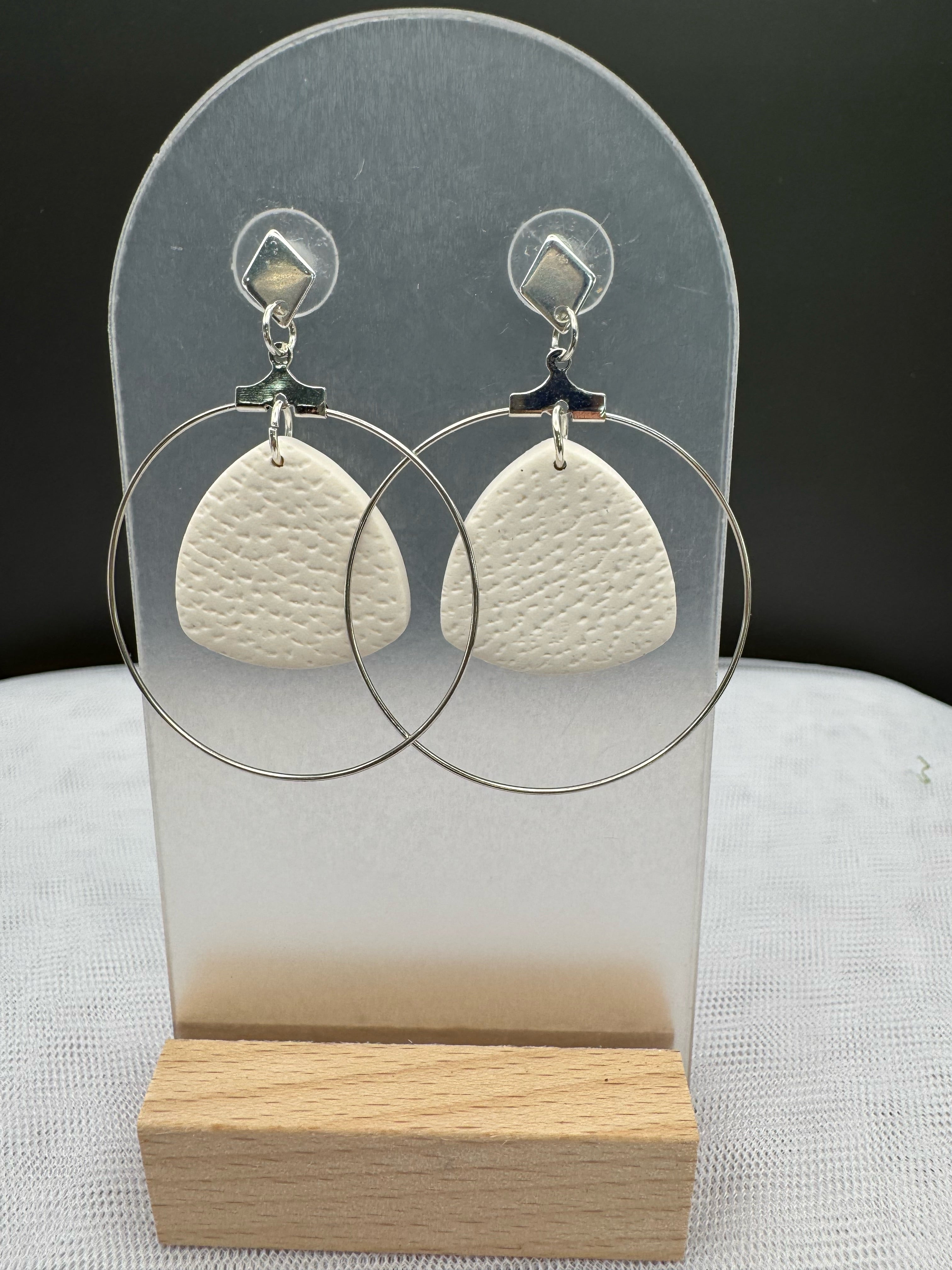 Ivory Textured Hoop Earrings