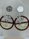 Pastel Mosaic Bow Circle Earrings