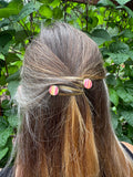 Coral Candy Stripe Hair Clip