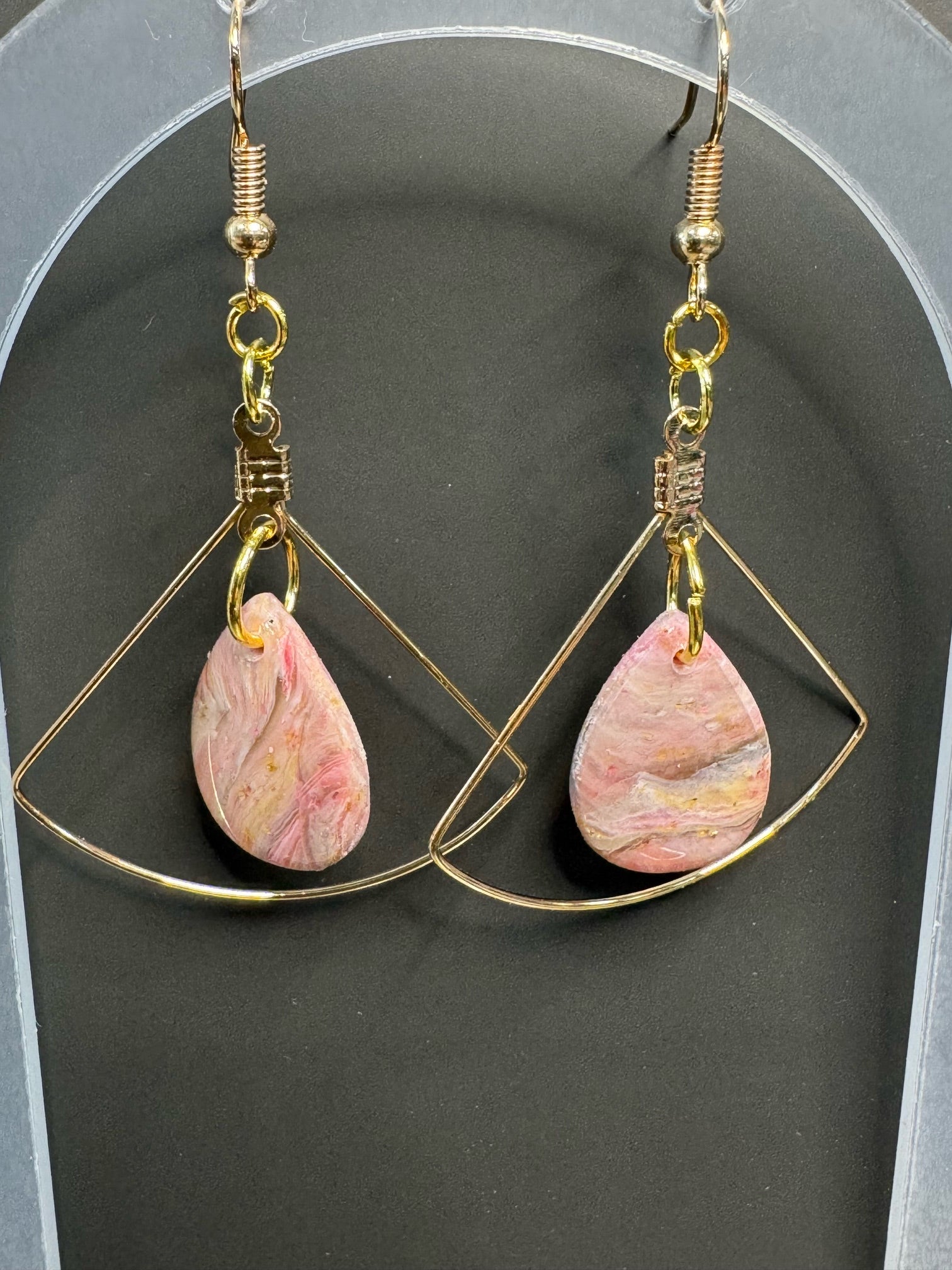 Rosewater Geo‑Frame Earrings