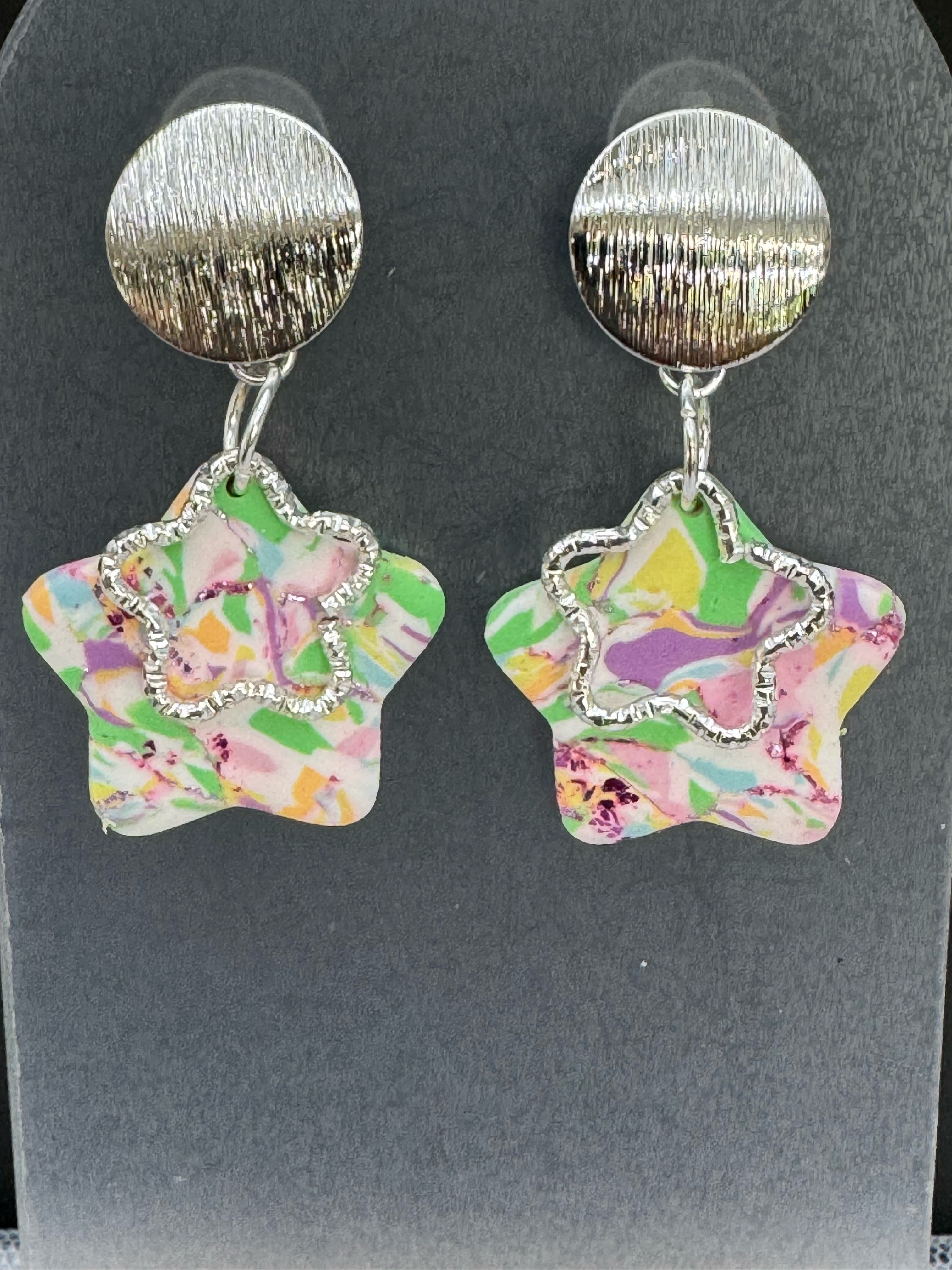Stardust Pastel Mosaic Star Earrings