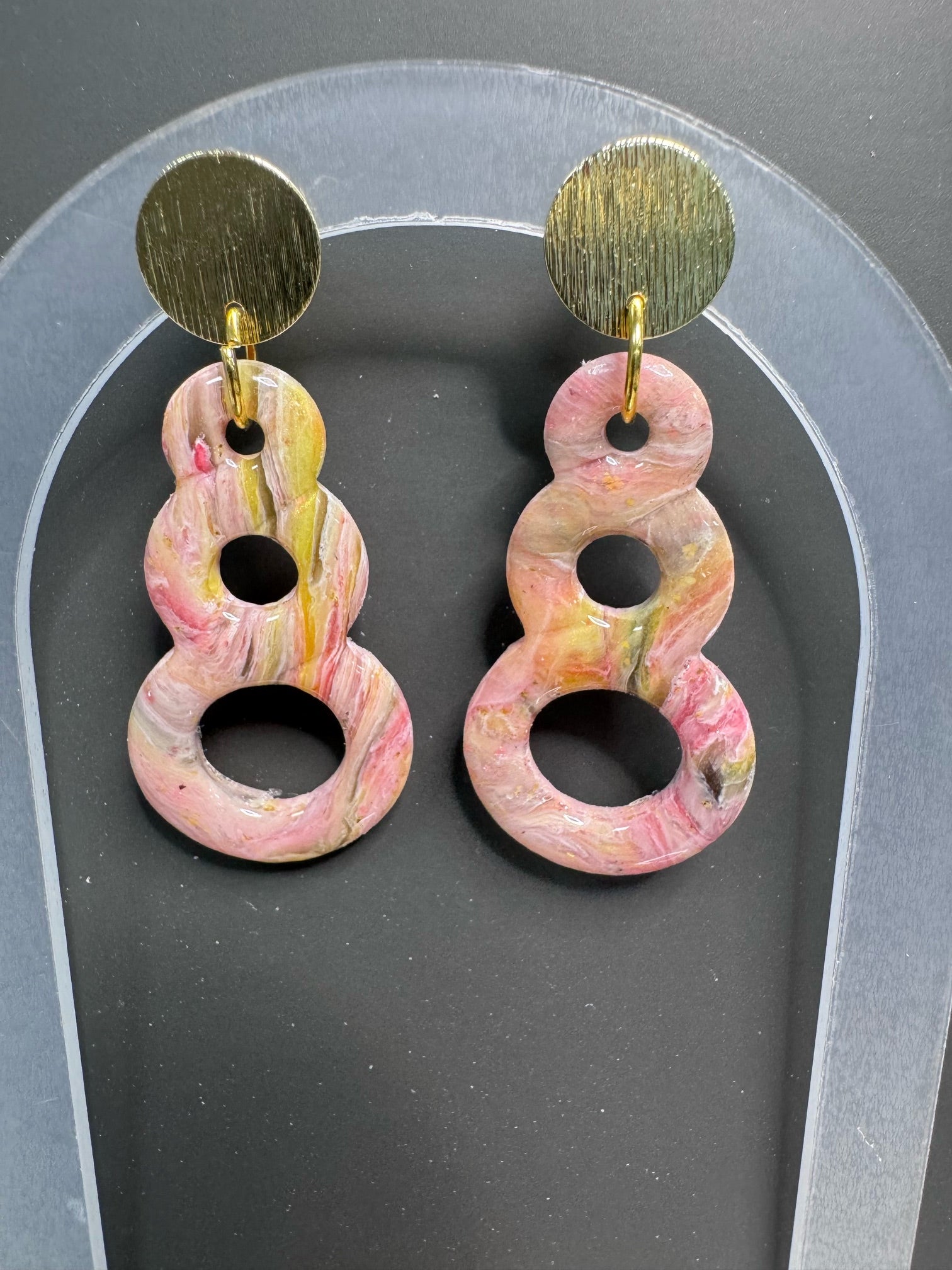Rosewater Loop Marble Earrings