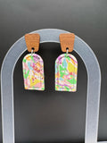 Pastel Canvas Wood-Top Earrings