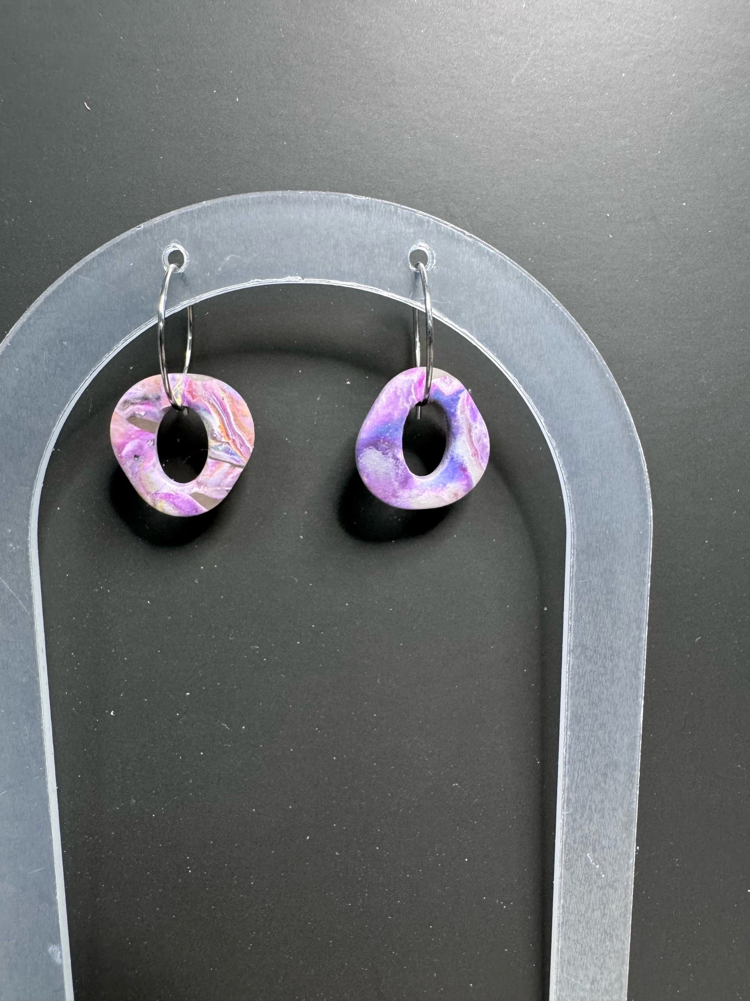 Violet Marble Hoop Drops