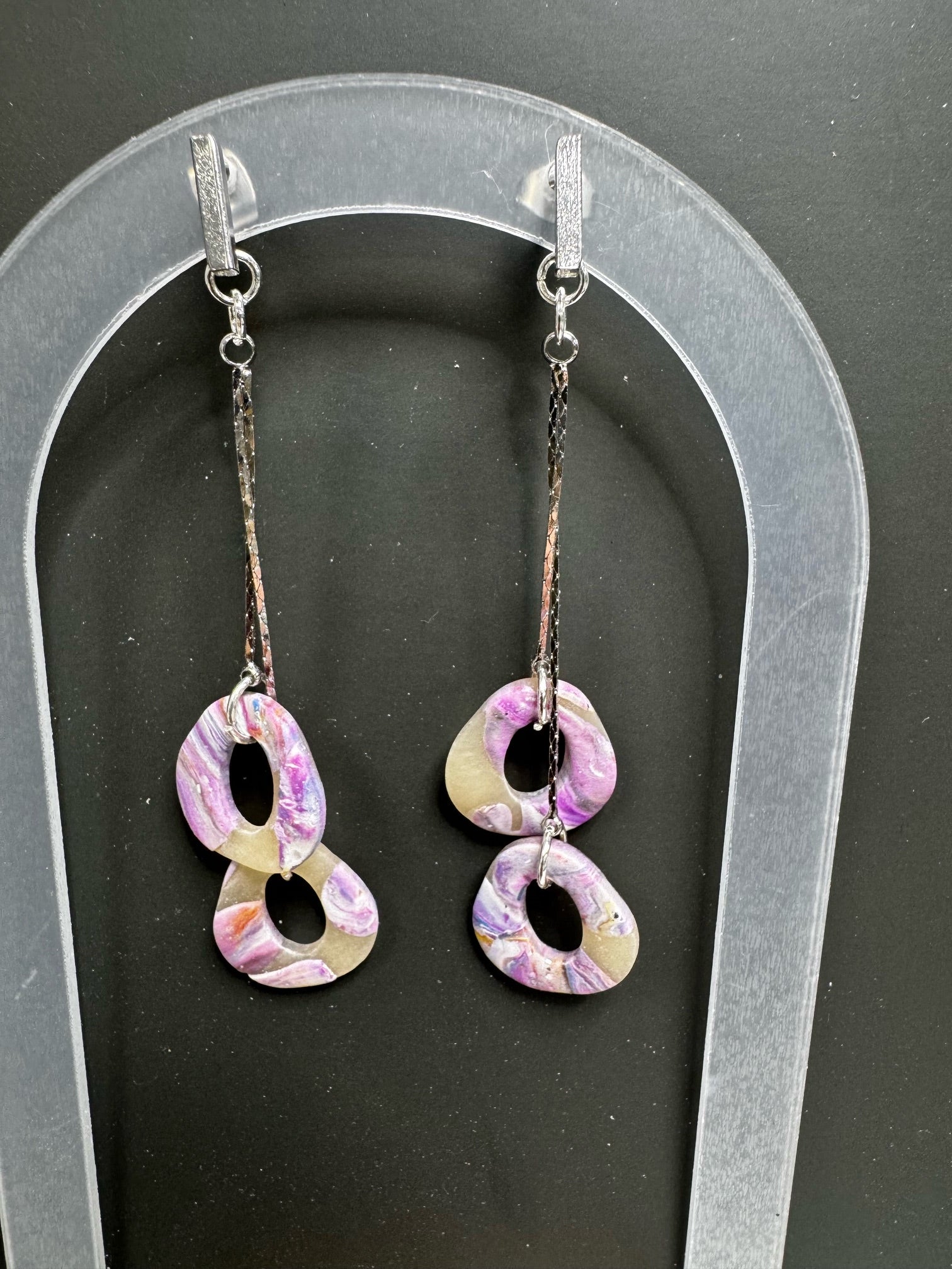 Marble Double‑Oval Earrings